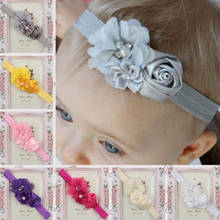 Повязка на голову для новорожденных, эластичная, с бантом и цветами 2024 - купить недорого