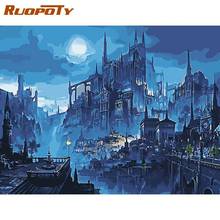 RUOPOTY Oil Painting By Numbers Kits For Adults Children Fog City Night Scenery Picture By Number Diy Framed Home Living Room Ar 2024 - buy cheap