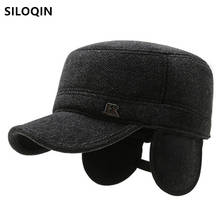 Siloqin boné térmico masculino de inverno, protetores de orelha grossos, quentes, chapéus militares do exército, tampas de língua ajustáveis, chapéu de meia-idade 2024 - compre barato