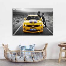 Home Decor Yellow Sports Car Canvas Painting HD Printed Highway Couples Poster Living Room Wall Art Modular Pictures Framework 2024 - buy cheap