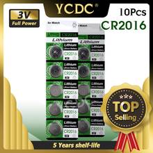 YCDC cr 2016 литиевая батарея 10 шт./лот, CR2016 3V батарея кнопки батареи, батарея для монет, 11,11 большая акция 2024 - купить недорого
