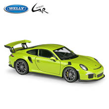 Модель спортивного автомобиля Welly в масштабе 1:24, Модель Porsche 911 GT3 RS из металлического сплава, игрушечный гоночный автомобиль, подарок на день рождения 2024 - купить недорого