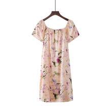 Free shipping 100% Pure Mulberry Floral Silk Nightgown Fashion Nightwear Soft Sleepwear Summer Dress Multicolor Free Size 2024 - buy cheap