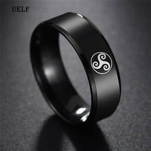 Uelf Новая модель кольца мужские титановые черные антиаллергенные гладкие Простые Свадебные Кольца для пар бижутерия для мужчин или женщин подарок 2024 - купить недорого