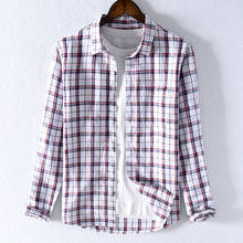 Suehaiwe's style Italy brand linen shirt men plaid red shirt mens fashion autumn shirts for men comfortable shirts male 2024 - buy cheap
