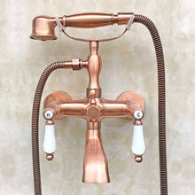 Red Copper Ceramic Handles Bathtub Faucets Bathroom Basin Mixer Tap With Hand Shower Head Bath & Shower Faucet Ktf806 2024 - buy cheap
