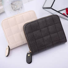 New Short Wallets PU Leather Female Plaid Purses Nubuck Card Holder Wallet Fashion Woman Small Zipper Wallet With Coin Purse 2024 - buy cheap