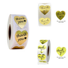 3 Styles Upscale Heart shape gold thank you Stickers seal labels 500 pcs for scrapbooking Package stationery sticker 1inch/roll 2024 - buy cheap