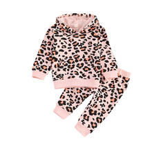 0-24M recién nacido bebé niñas Floral leopardo con capucha Tops + Pantalones largos 3 uds conjunto de trajes de ropa 2024 - compra barato