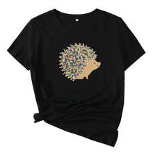 Cartoon Hedgehog T Shirt Women Cotton Graphic Tee Women Short Sleeve Cute Tshirt  Women Black Tee Shirt Femme Top 2024 - buy cheap