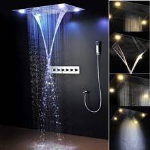 Bathroom Fixture Shower Faucets Ceiling Mounted Waterfall Mist Shower Head Big Rain LED Shower Set High Flow hot and cold Bath 2024 - buy cheap