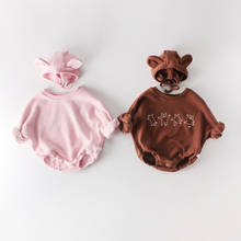 Baby Girl Jumpsuit Winter Autumn Newborn Baby Girl Clothes 2 Piece Cotton Cartoon Animal Print Long Sleeve Romper+Cute Bear Ear 2024 - buy cheap