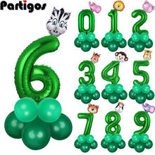 Green Number Foil Balloon Set Jungle Party Animal Balloon 1st Birthday Party Decorations Kid Safari Party Forest Party Decor 2024 - buy cheap