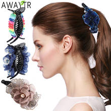 Rhinestone Flower Hair Claws Clips Vintage Pearl Hair Clip Claw Banana Crystal Hairpin Barrettes Ponytail Women Hair Accessories 2024 - buy cheap