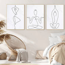 Carteles de cuerpo de línea abstracta minimalista, impresiones de posturas de Yoga, pintura en lienzo, imágenes artísticas de pared, Interior nórdico, decoración del hogar para sala de estar 2024 - compra barato