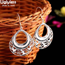 Uglyless Hollow Ballet Dancers Girls Water Drop Earrings for Women Real 925 Sterling Silver Ethnic Brincos Vintage Fashion Jewel 2024 - buy cheap