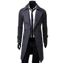 Hot2021 Trench Men Fashion Solid Color Long Sleeve Lapel Button Overcoat Coat Outwear Fashion Long Trench Outerwear Men Overcoat 2024 - buy cheap