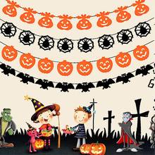 Украшения для Хэллоуина, праздвечерние чные товары, нетканые, вытянутые цветы, буквы, флаг, тыква, ведьма, Череп, привидение, паук, летучая мышь, висячий флаг 2024 - купить недорого