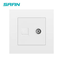 SRAN wall TV and telephone socket flame retardant PC panel 86mm*86mm white/black/gold Rj11 and television interface socket 2024 - buy cheap