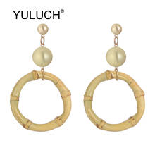 YULUCH Fashion Jewelry 2019 Ethnic African Indian Bohemian Women Round Bamboo Pompom Pom Long Stud Earrings For Lady Party Gifts 2024 - buy cheap