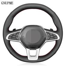 DIY Hand-stitched Black Genuine Leather Car Steering Wheel Cover For Renault Clio 5 (V) 2019-2020 Zoe 2019-2020 Captur 2019-2020 2024 - buy cheap