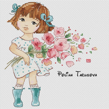 Gold Collection Counted Cross Stitch Kit Cross stitch RS cotton with cross stitch Little girl with flowers 2024 - buy cheap