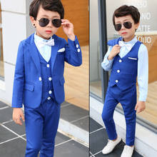 Boys Formal 3pcs Suit Sets Spring Autumn Child  British Style Blazer Vest Pants Clothing Sets Kids Host Party Costume 2024 - buy cheap