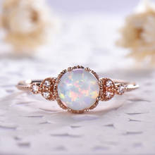 Boho feminino redondo branco cristal moonstone anel bonito 925 prata cor anel de casamento para as mulheres de luxo pequenos anéis de noivado 2024 - compre barato