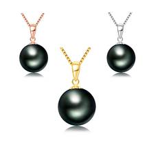 Lnngy 18K Gold Tahitian Black Pearl Pendant Necklace for Women Fashion Tahiti Pearl Pendant with Silver Chain Necklace(Gift) 2024 - buy cheap