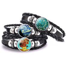 Van Gogh Art Jewelry Van Gogh Famous Oil Painting Starry Night Sunflowers Iris Glass Dome Braided Black Leather Woven Bracelet 2024 - buy cheap