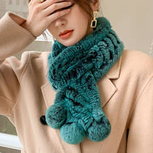 ZDFURS* rex rabbit fur double-sided woven fur scarf women to keep warm in winter real fur collar fur collar 2024 - buy cheap