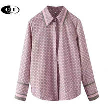 Blusa holgada de manga larga con estampado Vintage para Mujer, blusa holgada de talla grande para oficina y trabajo, Top elegante con cuello vuelto 2024 - compra barato