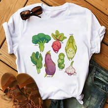 Женская летняя одежда 2020 с коротким рукавом и принтом овощей, женская футболка, топы с графическим рисунком, одежда, Женская футболка Tumblr, футболка 2024 - купить недорого