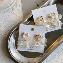 Rosa flor pétalas brincos vintage feminino studs brincos sexy borla feminino coreano jóias brincos brancos 2024 - compre barato