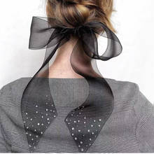 Handmade Sexy Black Long Lace Bowknot Hairpin Barrettes Headband for Women Glitter Rhinestone Lace Back Head Hair Clips Headwear 2024 - buy cheap