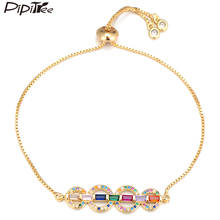 Pipitree-pulsera de Zirconia cúbica para mujer, brazalete de lujo brillante, cadena ajustable, joyería de boda 2024 - compra barato