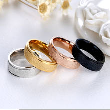 Anéis de aço inoxidável de titânio 6mm, anéis de aço inoxidável de titânio de alta qualidade cor ouro rosa, anéis foscos de casamento e noivado para homens e mulheres 2024 - compre barato
