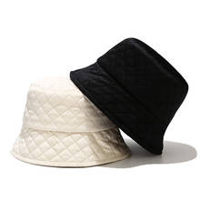 Novo algodão outono inverno xadrez pescador chapéu feminino coreano ao ar livre guarda-sol quente plana superior bacia chapéu preto branco 2024 - compre barato