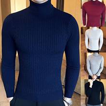Autumn Winter Sweater Men Solid Color Long Sleeve Turtle Neck Sweaters Pullovers Slim Twist Knitted Jumpers Top Mens Sweater 2024 - buy cheap