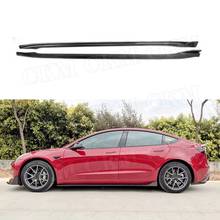 Dry Carbon fiber Side Skirts for Tesla Model 3 2018 2019 2020 Side Bumper Extension Aprons Car Styling 2024 - buy cheap