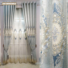 Cortina bordada de estilo europeo para sala de estar, cortinas simples de alta gama para dormitorio, ambiente moderno de lujo 2024 - compra barato