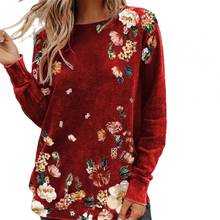 Plus Size Vintage Fashion Shirt O Neck Long Sleeve Top Women Floral Print Casual Loose Blouse Pullover for Spring/Summer Shirt 2024 - buy cheap