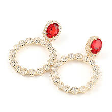 ZHINI 2021 New Fashion Luxury AAA Zircon Crystal Big Earrings for Women Personality Geometry Circle Dangle Earring Jewelry Gift 2024 - buy cheap