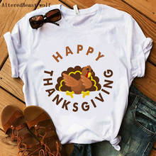 Thanksgiving tshirt Women funny graphic print white fashion t shirt femme thanksgiving T shirt women christmas Tops cute clothes 2024 - buy cheap