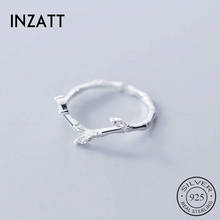 INZATT Real 925 Sterling Silver Zircon Bamboo Leaves Adjustable Ring For Fashion Woman Fine Jewelry Minimalist Cute Accessories 2024 - buy cheap