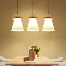 Luminária pendente nórdica e27, lâmpada moderna de decoração para interiores, cozinha, sala de estar, escritório, madeira natural 2024 - compre barato