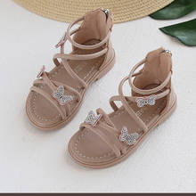 Sandalias de verano para niña, zapatos romanos de suela suave con diamantes de imitación de mariposa, estilo gladiador Simple, zapatos de princesa, zapatos de playa bohemios 2024 - compra barato