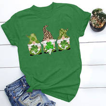 Женская футболка с короткими рукавами Lucky, зеленая Повседневная футболка с принтом в виде листьев Патрика на День Святого Патрика 2024 - купить недорого
