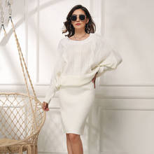 Autumn And Winter Plus Size Warm Knitted Dress Women 2020 New White Black Long Hedging Loose Bat Sleeves 2024 - buy cheap