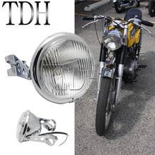 Faro estilo Retro para motocicleta, lámpara de cabeza redonda para Harley o Triumph Honda Yamaha, DC 12V, cromado, con soportes, Universal 2024 - compra barato